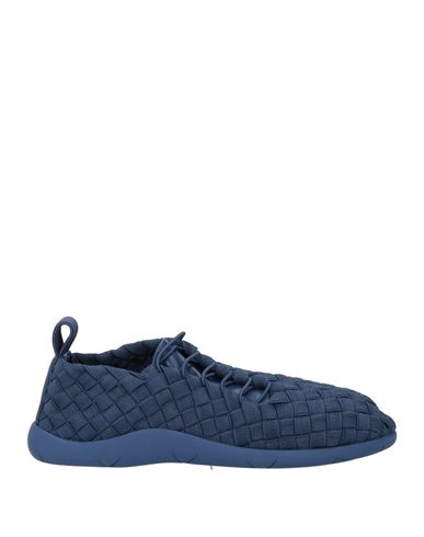 Shop Bottega Veneta Man Sneakers Navy Blue Size 8.5 Soft Leather, Textile Fibers