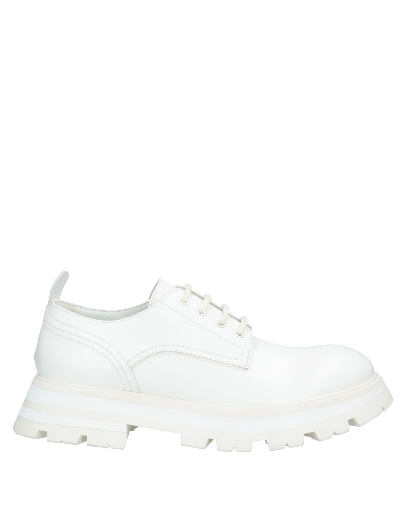 Shop Alexander Mcqueen Woman Lace-up Shoes Ivory Size 10 Soft Leather In White