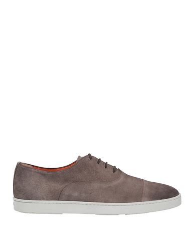 Santoni Man Lace-up Shoes Grey Size 11 Soft Leather