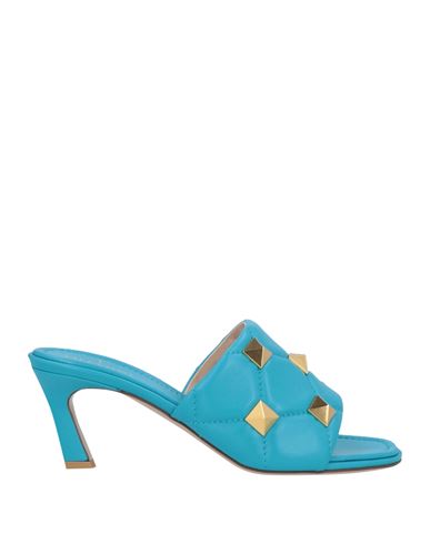 Shop Valentino Garavani Woman Sandals Azure Size 7.5 Leather In Blue
