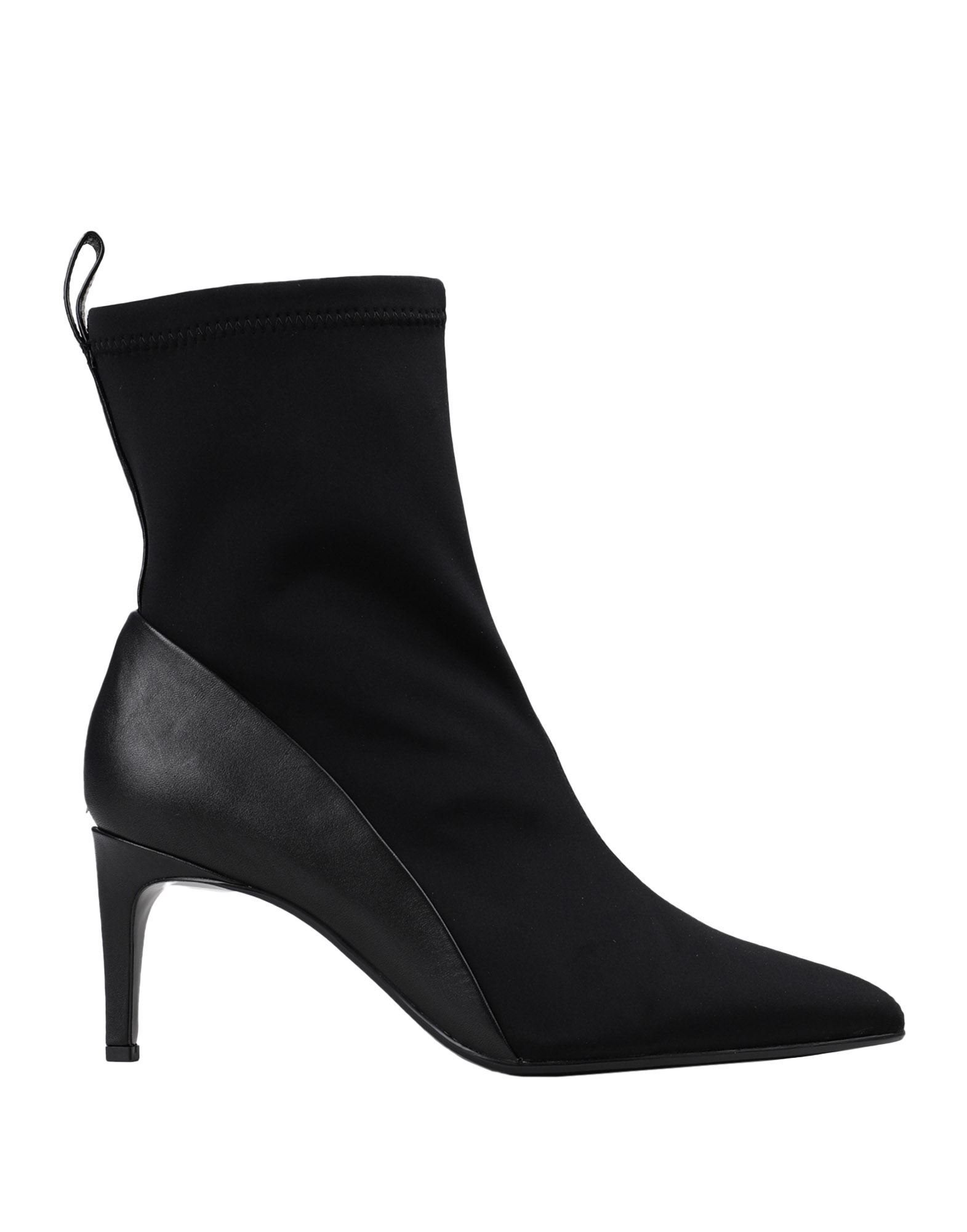 《セール開催中》CALVIN KLEIN レディース ショートブーツ ブラック 39 革 / PES - ポリエーテルサルフォン SOCK ANKLE BOOTS