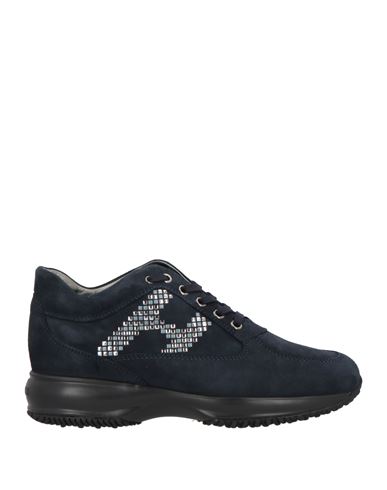 Shop Hogan Woman Sneakers Navy Size 8 Soft Leather In Navy Blue