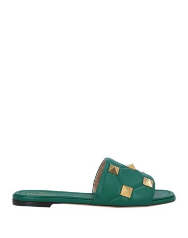 Valentino Garavani Woman Sandals Emerald Green Size 7.5 Leather In Green