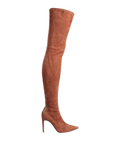 Shop Elisabetta Franchi Woman Boot Tan Size 5 Soft Leather In Brown
