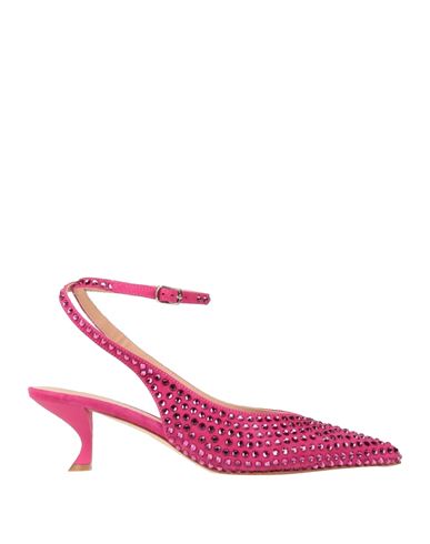 Eddy Daniele Woman Pumps Fuchsia Size 8 Soft Leather, Swarovski Crystal In Pink
