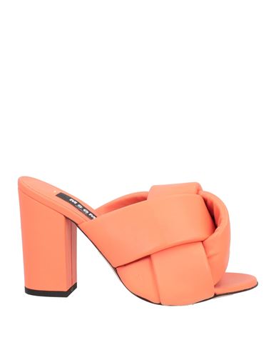 Msgm Woman Sandals Orange Size 9 Soft Leather