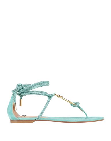 Elisabetta Franchi Woman Thong Sandal Turquoise Size 6 Leather