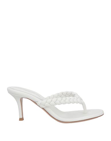 Gianvito Rossi 70mm Tropea Braided Leather Thong Sandal In White