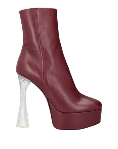 Shop Amina Muaddi Woman Ankle Boots Burgundy Size 7 Soft Leather In Red