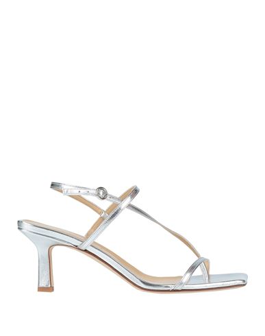 Aeyde Aeydē Woman Toe Strap Sandals Silver Size 10 Soft Leather