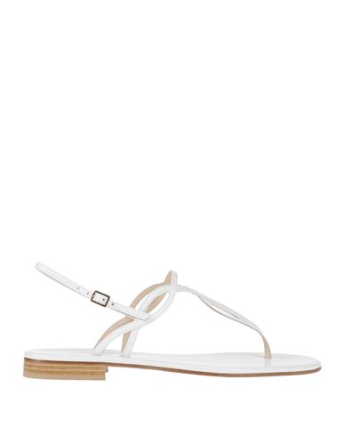 Paolo Ferrara Woman Thong Sandal Off White Size 6 Soft Leather In Off White