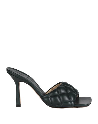 Bottega Veneta Bv Lido Green Quilted Leather Mules  Woman In Navy Blue