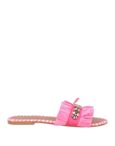 De Siena Woman Sandals Pink Size 8 Natural Raffia, Textile Fibers