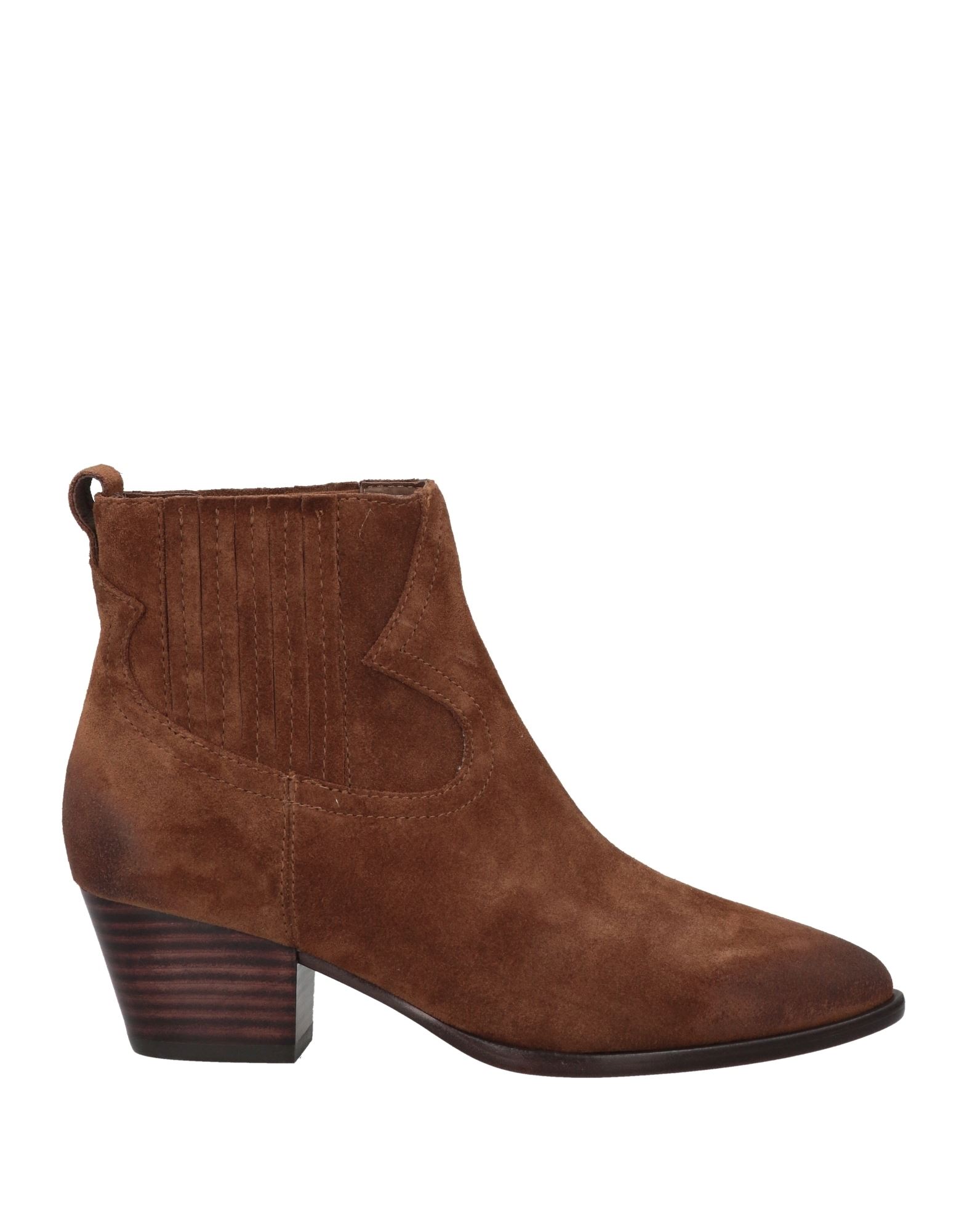 Ash Houston Texan Ankle Boots In Brown Suede In Leather Color