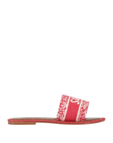 De Siena Woman Sandals Red Size 8 Textile Fibers