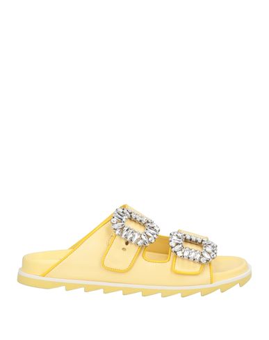 Roger Vivier Woman Sandals Pastel Yellow Size 5 Soft Leather In Yellow