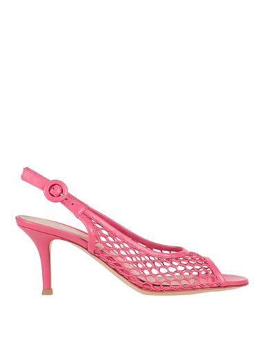 Gianvito Rossi Woman Sandals Fuchsia Size 6 Soft Leather, Textile Fibers In Pink