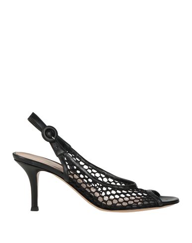 Gianvito Rossi Woman Sandals Black Size 6 Soft Leather, Textile Fibers