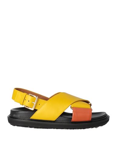 Marni Woman Sandals Mustard Size 6 Soft Leather In Yellow