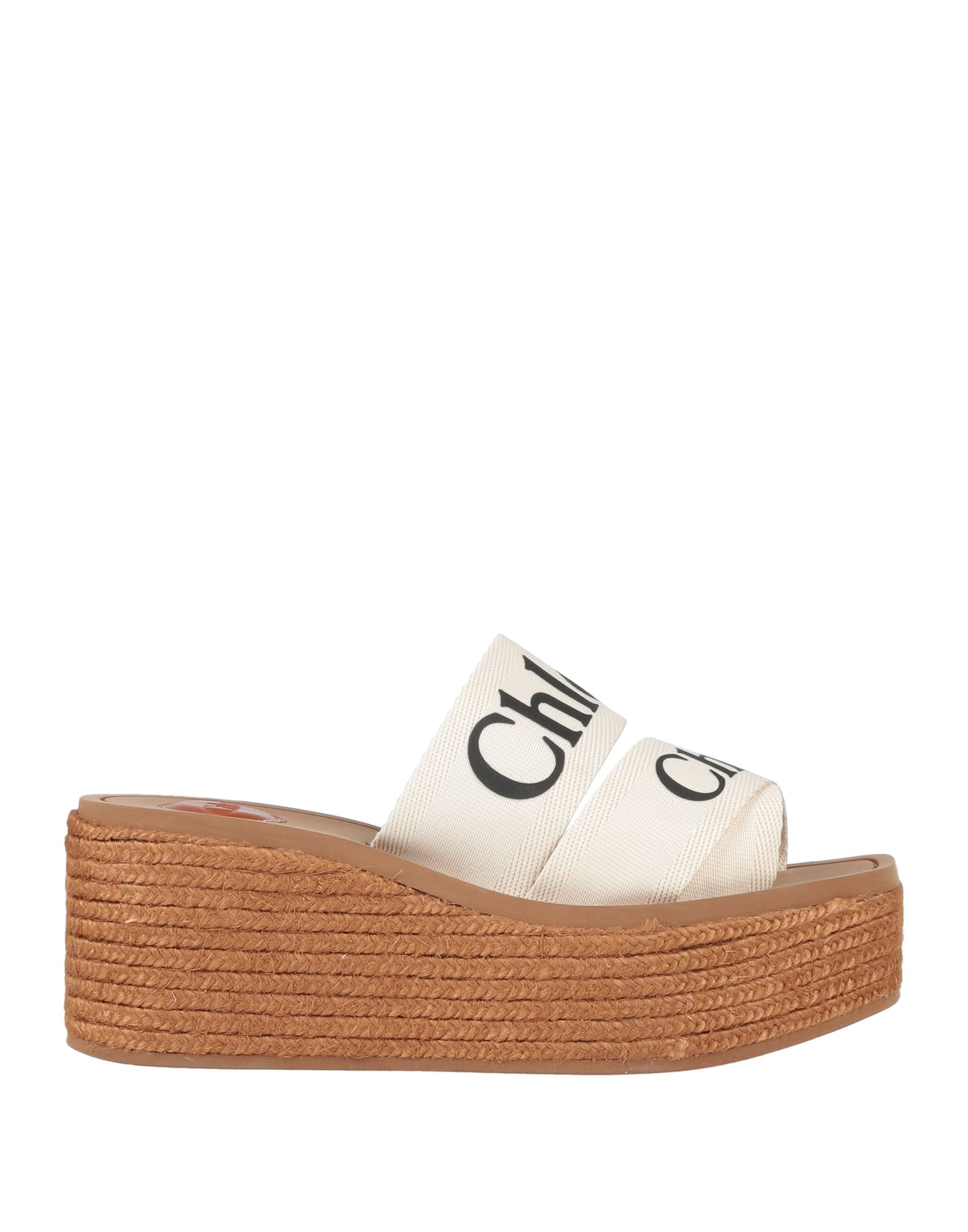 Chloé Woody Canvas Platform Espadrille Sandals In White