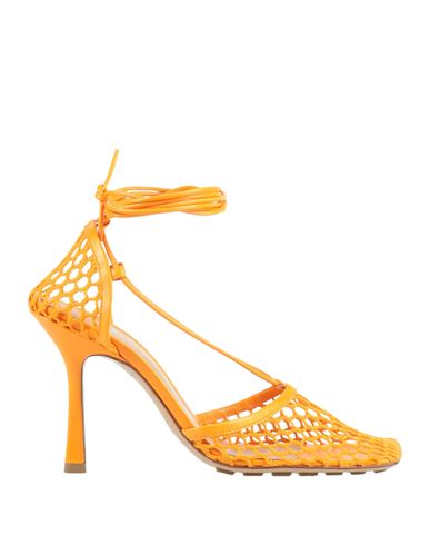 Bottega Veneta Woman Pumps Orange Size 7.5 Soft Leather, Textile Fibers