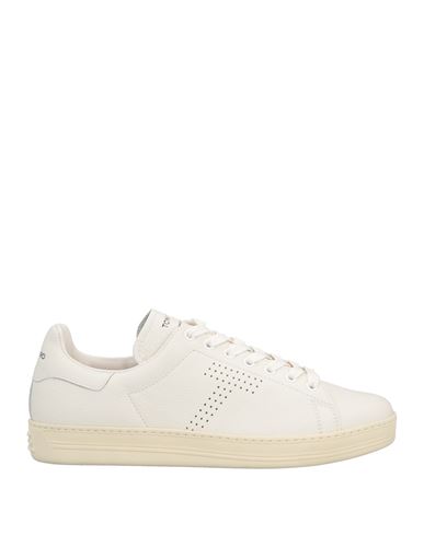 Tom Ford Man Sneakers White Size 13 Calfskin, Cotton, Brass