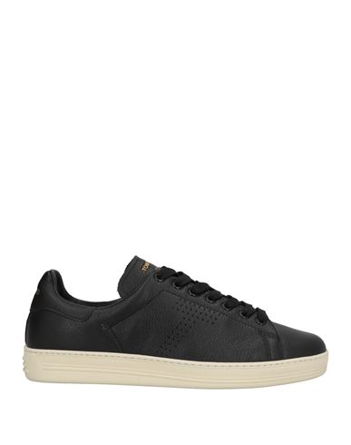 Tom Ford Man Sneakers Black Size 8 Calfskin, Cotton, Brass