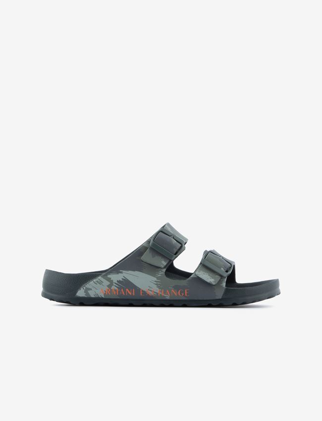 ARMANI EXCHANGE Eco-nappa flat slipper with bands - EXCHANGE - Citysport