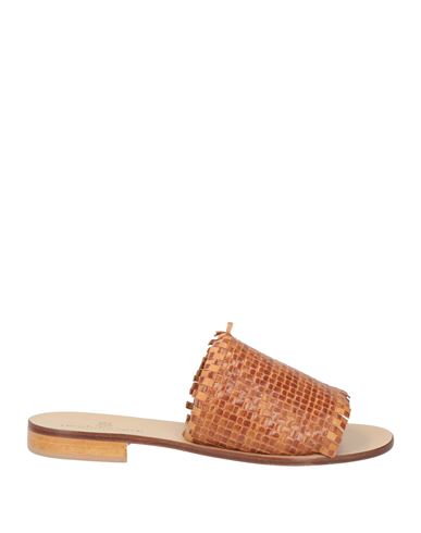Paolo Ferrara Woman Sandals Camel Size 7 Leather