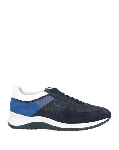 Harmont & Blaine Man Sneakers Navy Blue Size 11.5 Soft Leather, Textile Fibers