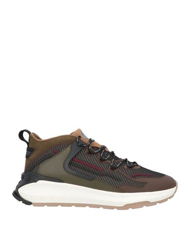 Tod's No Code Tod's No_code Man Sneakers Military Green Size 9 Soft Leather, Textile Fibers In Brown