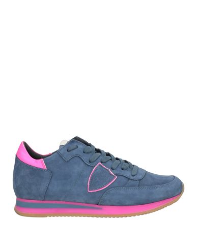 Philippe Model Woman Sneakers Slate Blue Size 7 Soft Leather In Blue