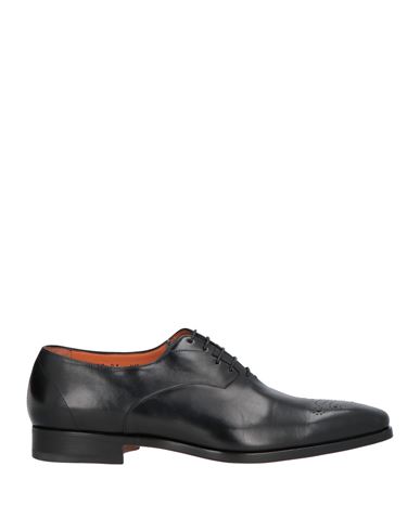 Santoni Man Lace-up Shoes Black Size 8 Soft Leather