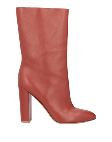 Valentino Garavani Woman Ankle Boots Rust Size 11 Soft Leather In Red