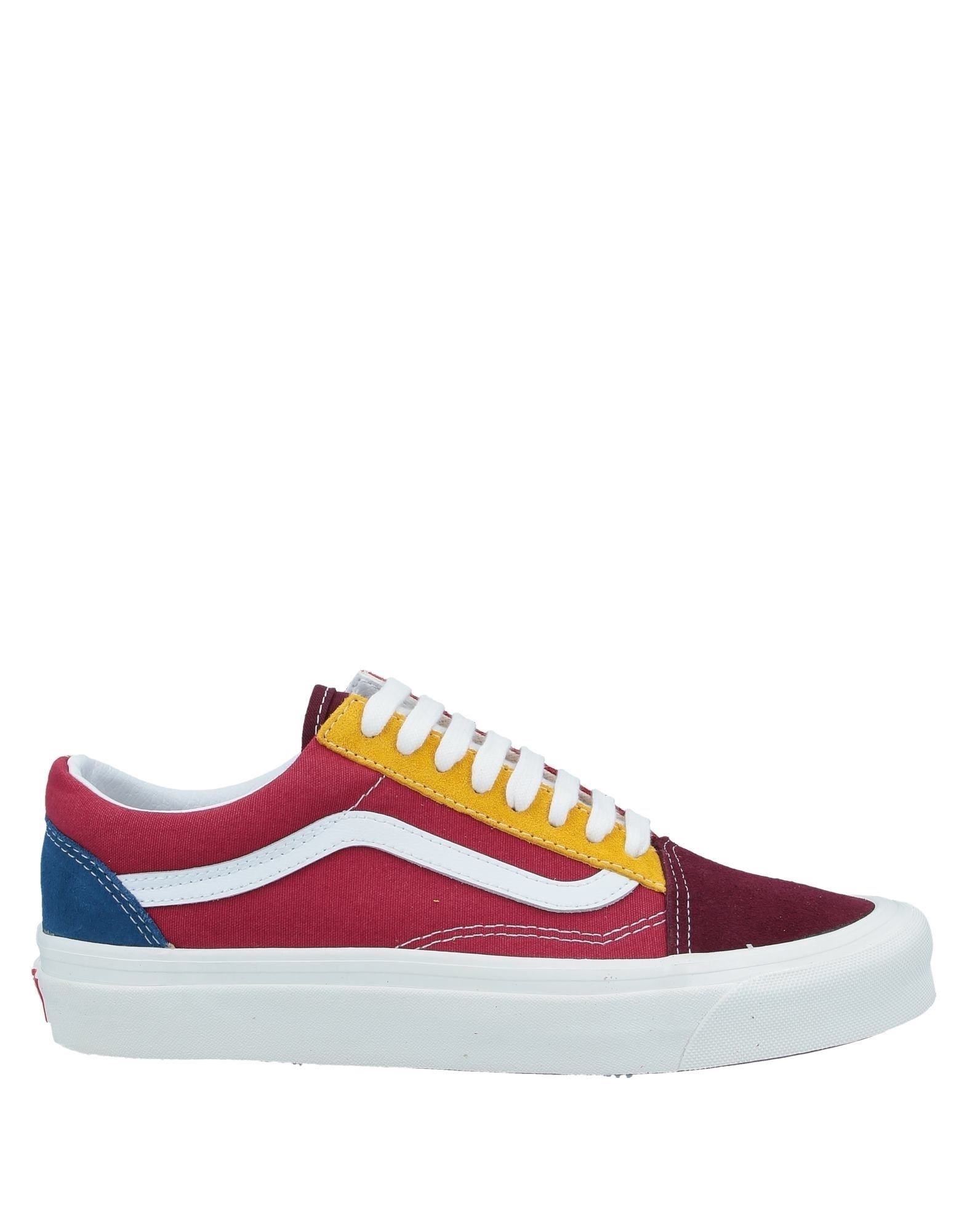 maroon and yellow vans