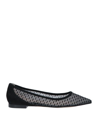 Stuart Weitzman Woman Ballet Flats Black Size 8.5 Textile Fibers, Soft Leather