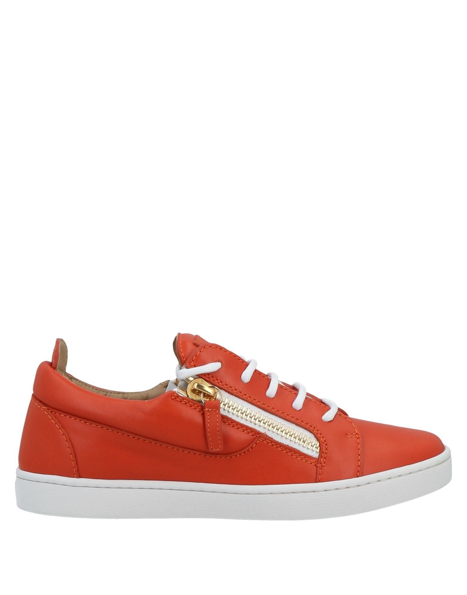 Shop Giuseppe Zanotti Woman Sneakers Orange Size 7 Soft Leather