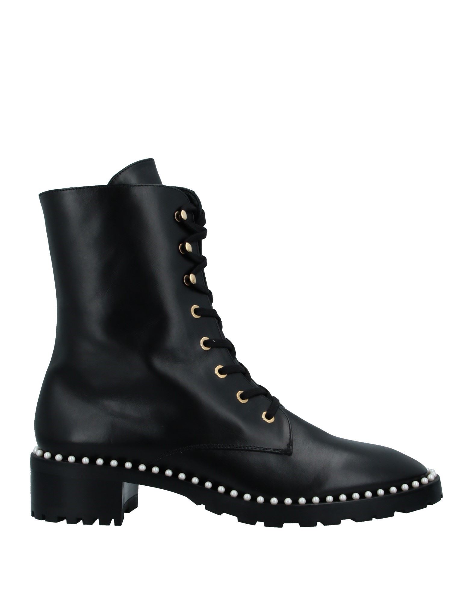 Stuart Weitzman Reverie Leather Lace-up Booties In Black