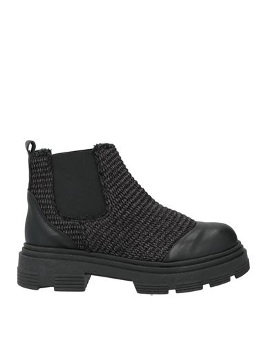 Baldinini Woman Ankle Boots Black Size 8 Calfskin, Natural Raffia, Textile Fibers In Black