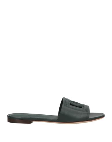 Dolce & Gabbana Woman Sandals Dark Green Size 5.5 Calfskin In Green