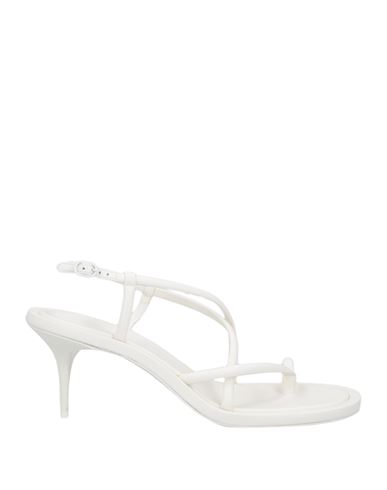 Alexander Mcqueen Woman Toe Strap Sandals White Size 10 Soft Leather