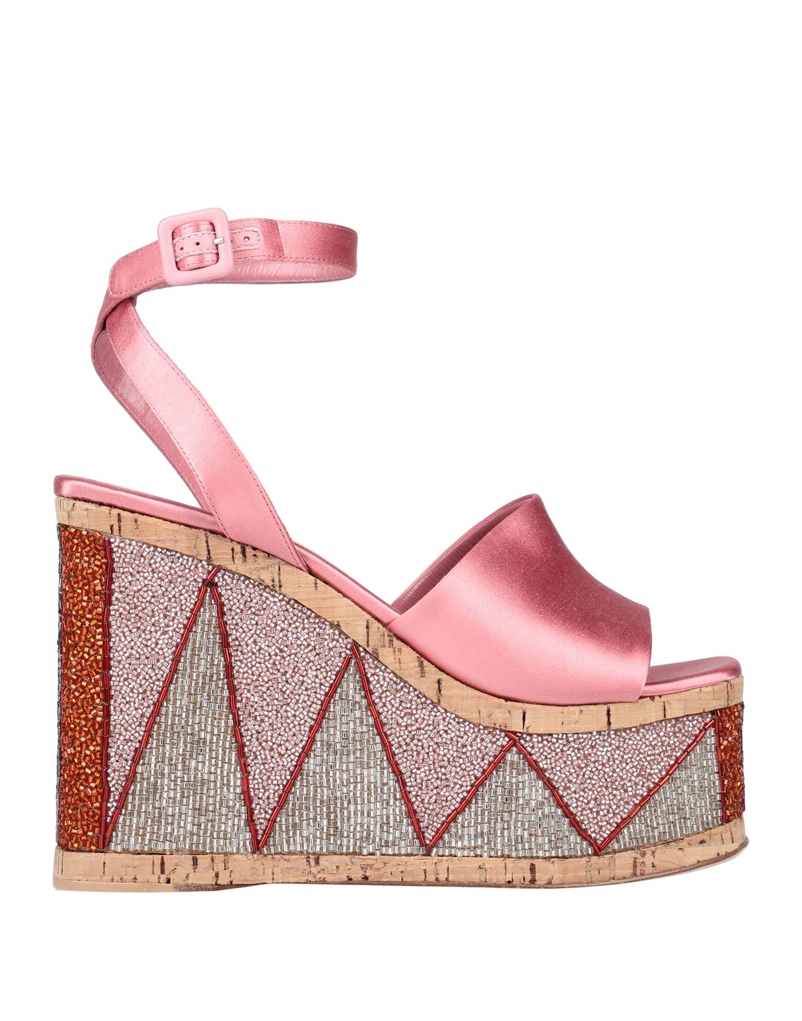 Shop Haus Of Honey Woman Sandals Pink Size 8 Textile Fibers, Soft Leather