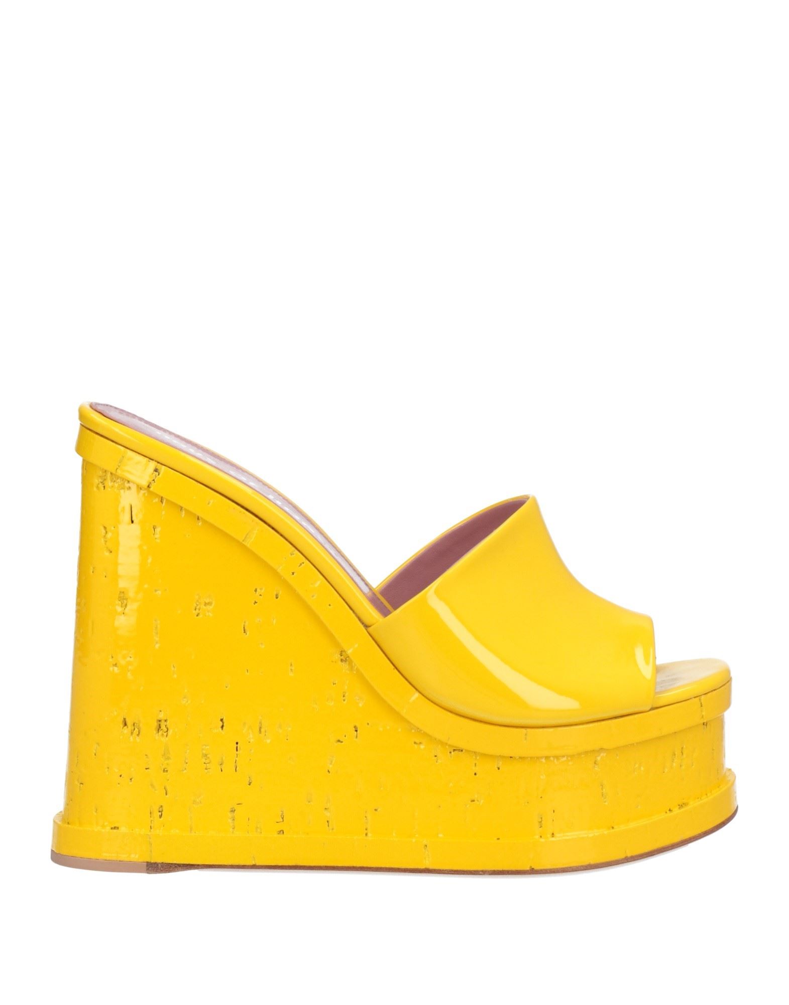 Haus Of Honey Yellow Leather Lacquer Doll Platform Mules In Yellow