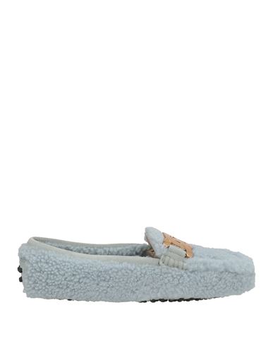 Tod's Woman Loafers Light Blue Size 7.5 Lambskin, Shearling In Blue