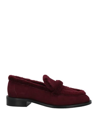 Stuart Weitzman Woman Loafers Burgundy Size 10.5 Shearling In Red