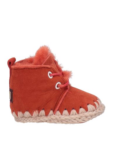 Mou Newborn Girl Newborn Shoes Rust Size 0 Leather, Textile Fibers In Red