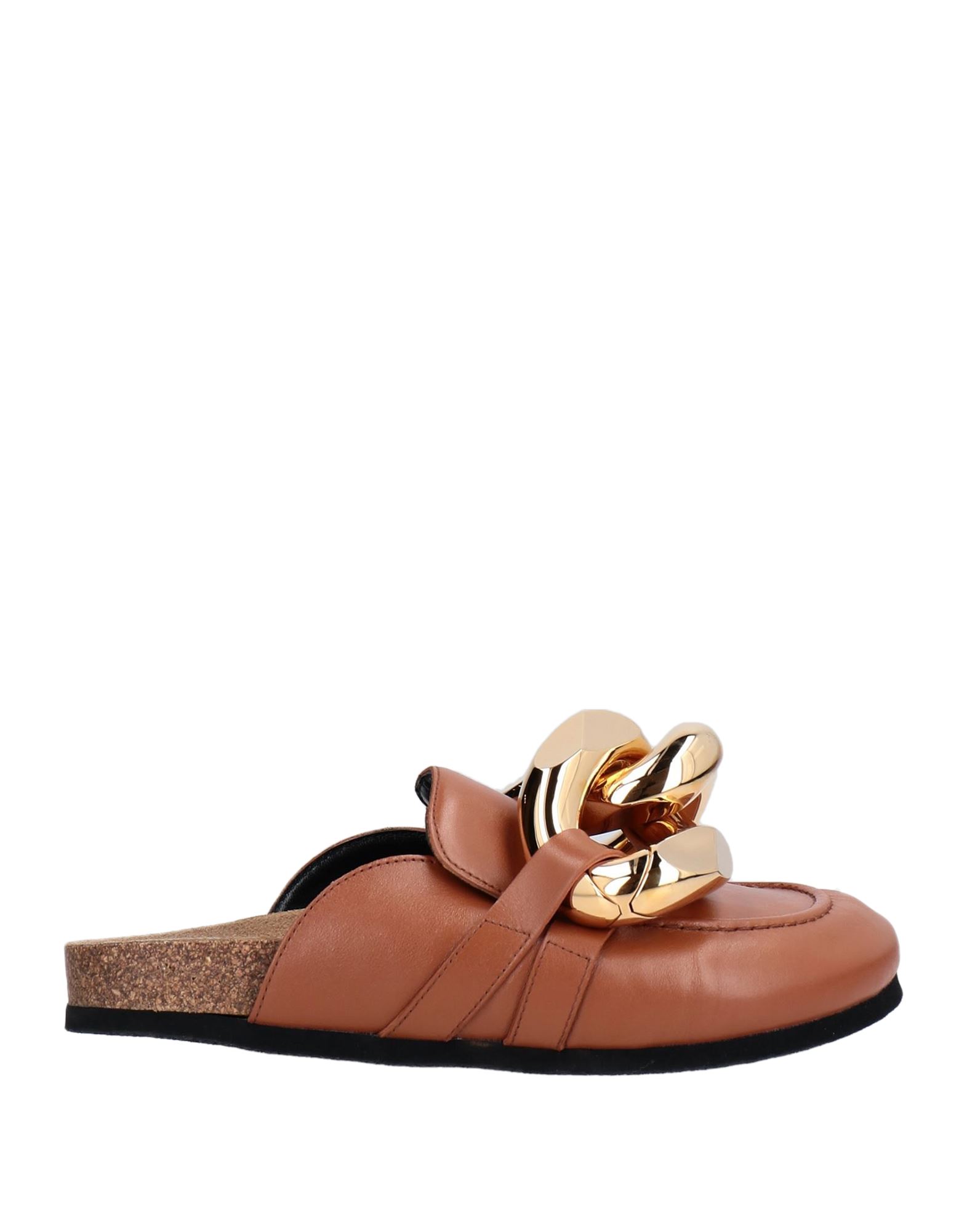 Jw Anderson Chain Loafer Leather Mules In Brown