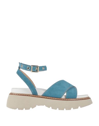 Baldinini Woman Sandals Light Blue Size 6 Leather In Blue