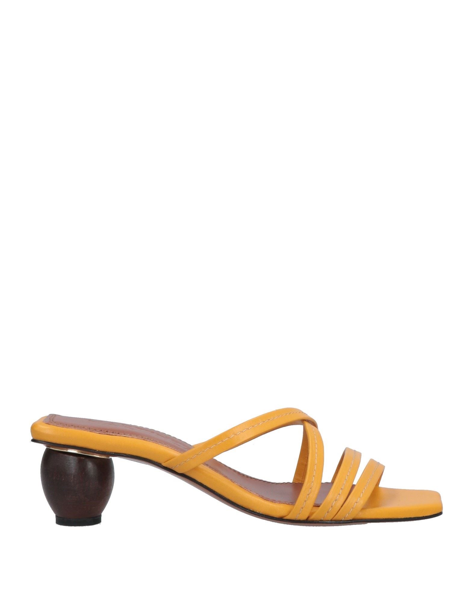 Shop Souliers Martinez Woman Sandals Ocher Size 7 Soft Leather In Yellow