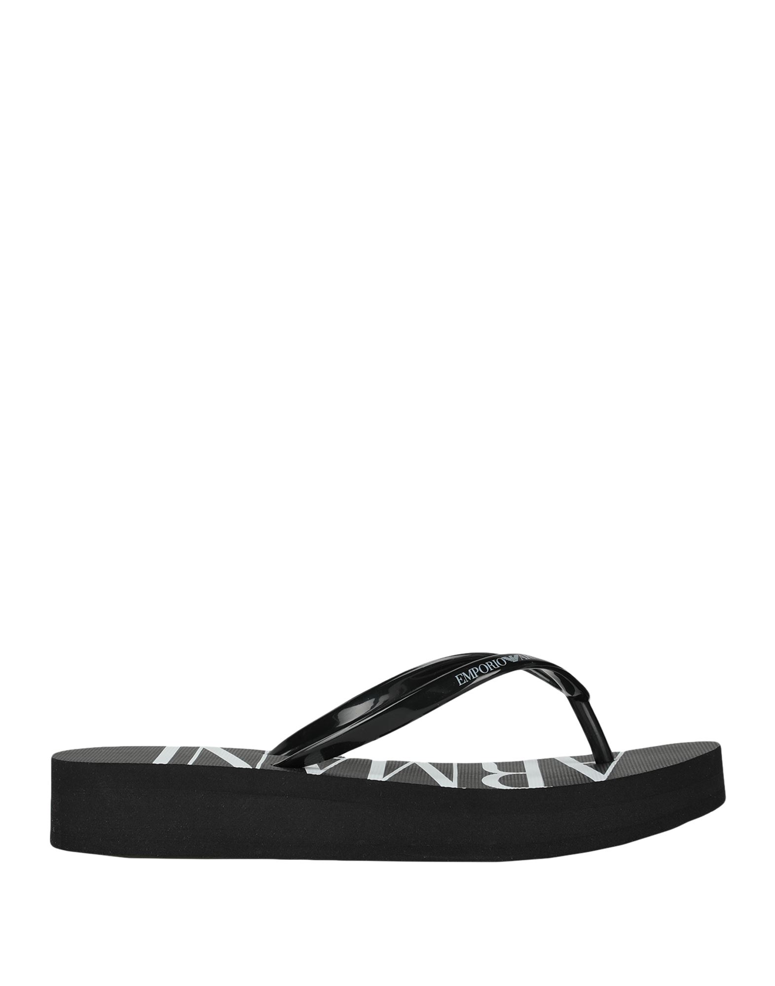 Emporio Armani Toe Strap Sandals In Black